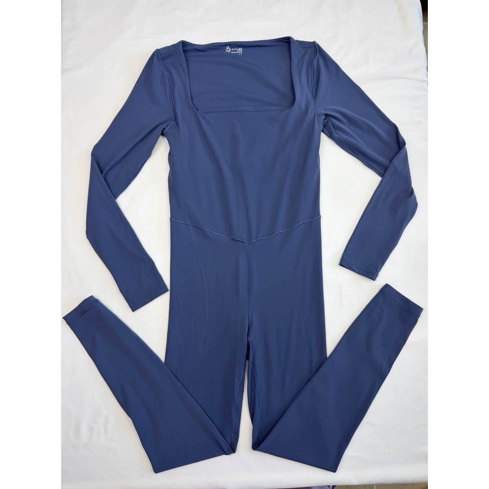 Offline by Aerie Real Me Xtra Long Sleeve Bodysuit Square Neck Blue S NWT - Picture 6 of 12